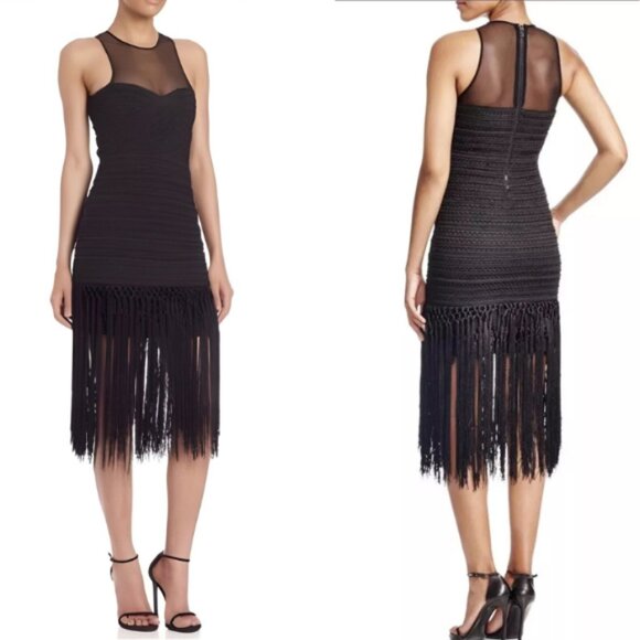 Parker Dresses & Skirts - Parker Gabe Black Fringe Fitted Body Con Bandage Flapper Dress